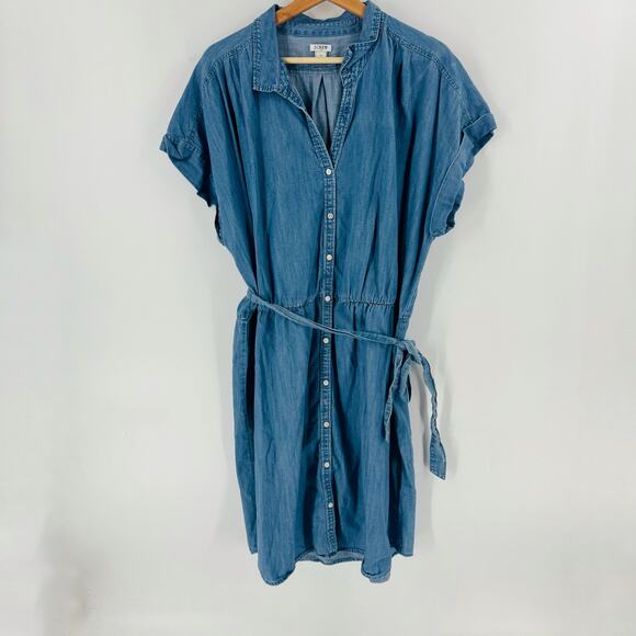 J.Crew Factory Chambray Button Front Belted Shirt Dress Size XXL - Picture 6 of 6